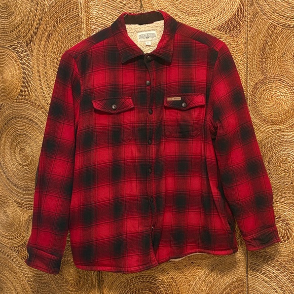 Field & Stream Other - Field & Stream Red Plaid Flannel Fleece Shirt Jacket Size Large